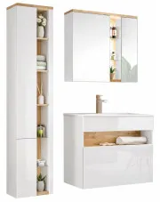 Komplet mebli łazienkowych biały połysk - Laures 4Q 80 cm w sklepie Edinos.pl