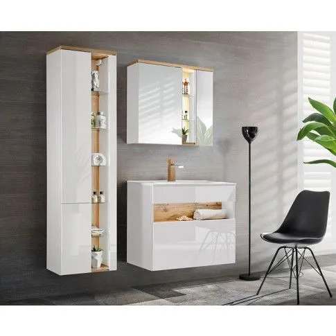 Zdjęcie produktu Komplet mebli łazienkowych Laures 4Q 80 cm - Biały połysk.