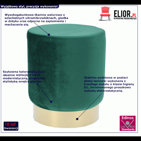 Fotografia Glamour pufa Amoria 3X welurowa - zielona z kategorii Pufy