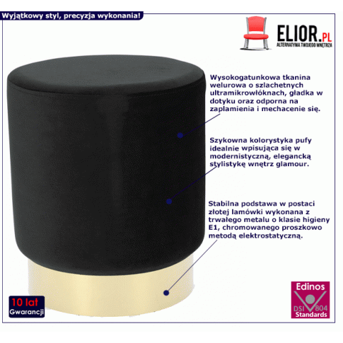 Fotografia Glamour pufa Amoria 3X welurowa - czarna z kategorii Pufy