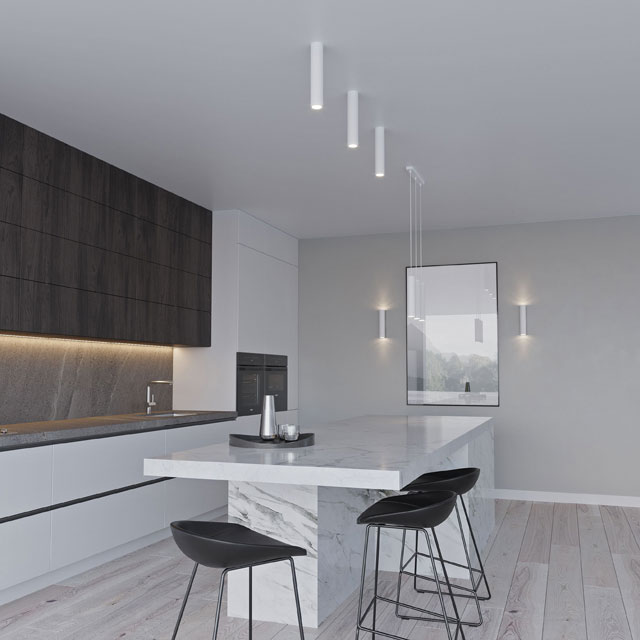 Biały minimalistyczny plafon tuba E808-Grafo