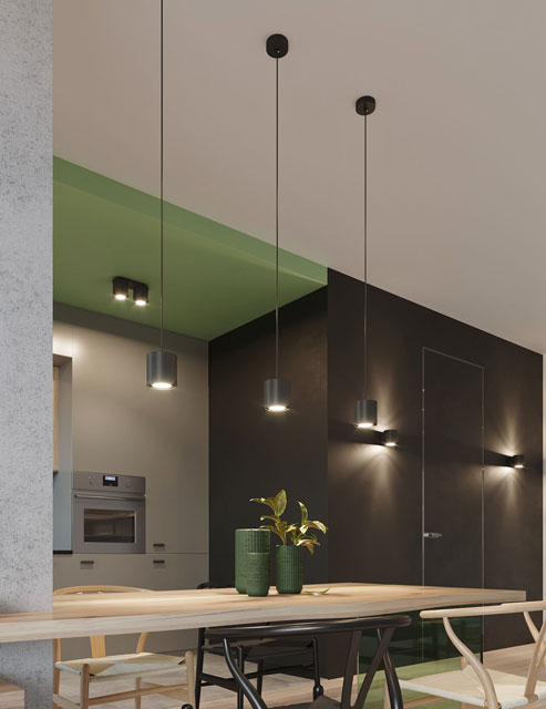 Czarna okrągła lampa wisząca tuba E815-Melvis