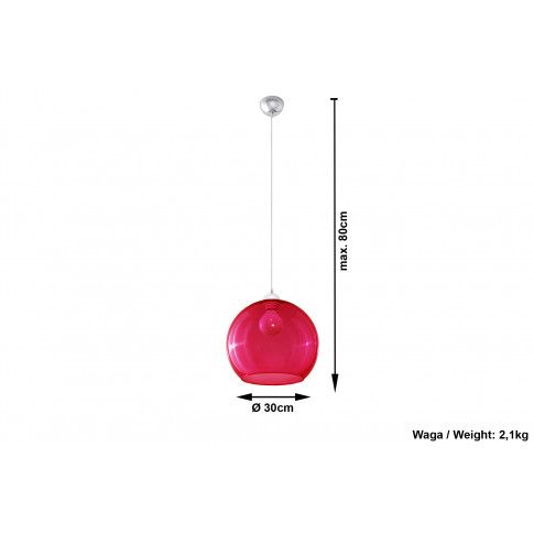 Szczegółowe zdjęcie nr 5 produktu Szklana okrągła lampa wisząca E830-Bals - czerwony