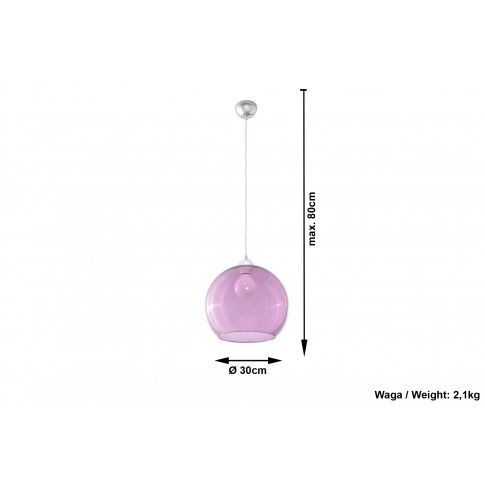 Szczegółowe zdjęcie nr 5 produktu Szklana lampa wisząca kula E830-Bals - fioletowy