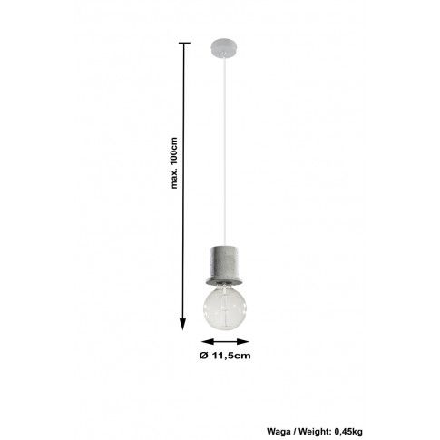 Szczegółowe zdjęcie nr 4 produktu Loftowa lampa wisząca z betonu E834-Bons