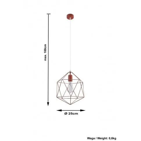 Szczegółowe zdjęcie nr 4 produktu Loftowa lampa wisząca E840-Gaspari - miedziany