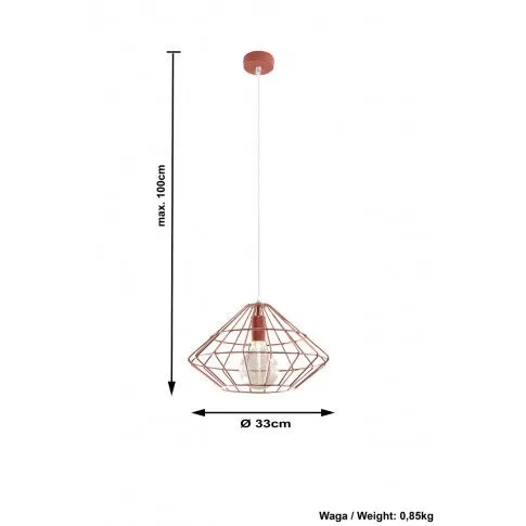 Szczegółowe zdjęcie nr 4 produktu Lampa wisząca industrialna E841-Lindello - miedziany