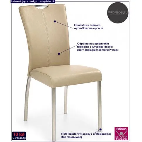 Fotografia Krzesło metalowe Zalan - beżowe z kategorii Krzesła do salonu