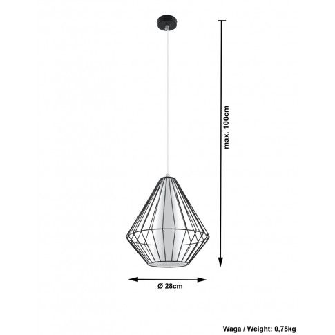Szczegółowe zdjęcie nr 4 produktu Industrialna lampa wisząca druciana E843-Demo - czarny