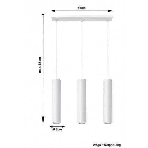Szczegółowe zdjęcie nr 5 produktu Potrójna lampa wisząca E851-Lagor -biały