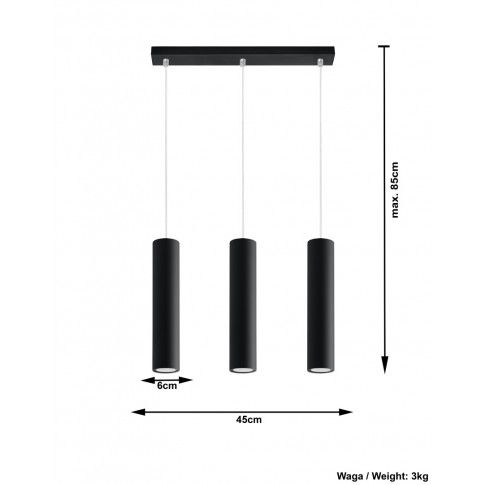 Szczegółowe zdjęcie nr 5 produktu Potrójna lampa wisząca E851-Lagor - czarny