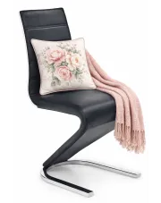 Czarne krzesło metalowe z ekoskóry w stylu nowoczesnym - Lebios w sklepie Edinos.pl