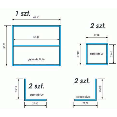 Zdjęcie komplet półek wiszących - białe, popiel, wenge. Sklep Edinos.pl