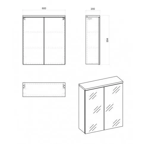 Szczegółowe zdjęcie nr 4 produktu Szafka łazienkowa z lustrem Dixi 6X 60 cm - Biały