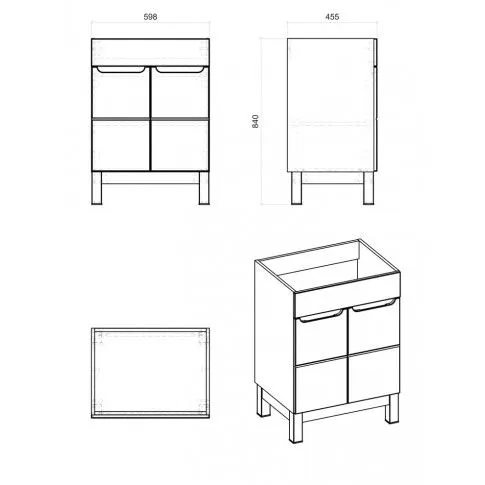 Szczegółowe zdjęcie nr 4 produktu Stojąca szafka pod umywalkę Dixi 3X 60 cm - Biały połysk