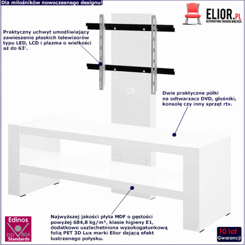 Fotografia Nowoczesna szafka RTV Argo 2X - biały połysk z kategorii Szafki RTV