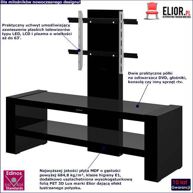 Czarna szafka RTV do salonu Argo 2X