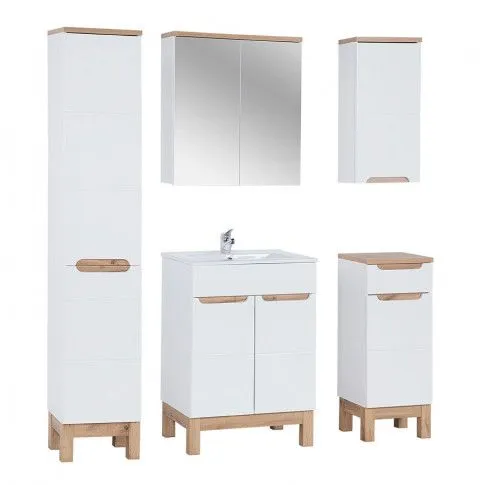 Zdjęcie produktu Zestaw mebli łazienkowych z koszem Dixi 3Q 60 cm - Biały połysk.