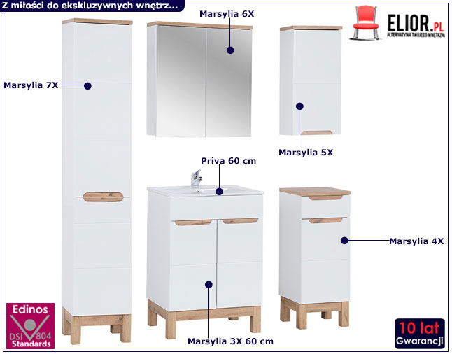 Zestaw nowoczesnych mebli łazienkowych Dixi 3Q biały połysk