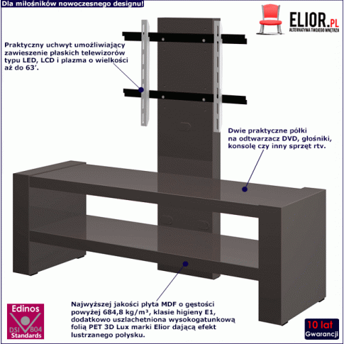 Fotografia Nowoczesny stolik RTV Argo 2X - brązowy połysk z kategorii Szafki