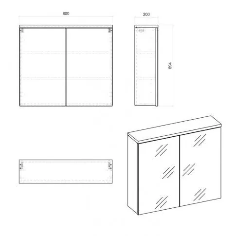 Szczegółowe zdjęcie nr 4 produktu Szafka łazienkowa z lustrem Dixi 6X 80 cm - Biały