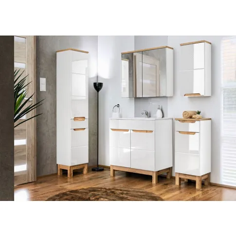 Szczegółowe zdjęcie nr 10 produktu Zestaw mebli łazienkowych z umywalką 80 cm z koszem Marsylia 3Q - biały połysk