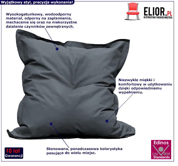 Komfortowy puf ogrodowy Prendi - ciemnoszary