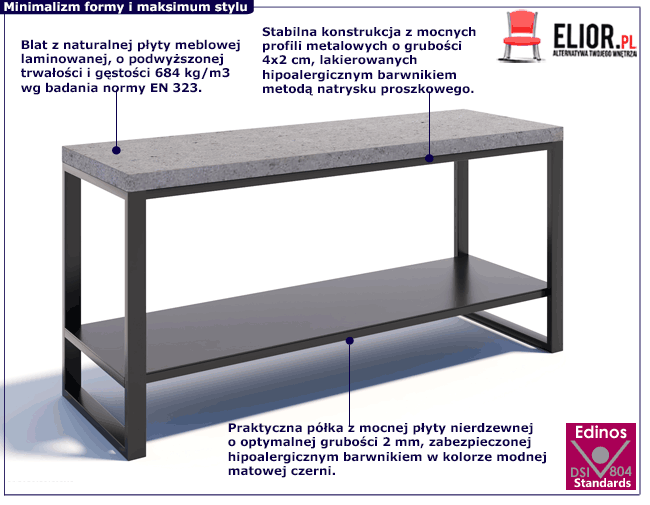 Nowoczesna loftowa szafka RTV w kolorze betonu Vitten 2X