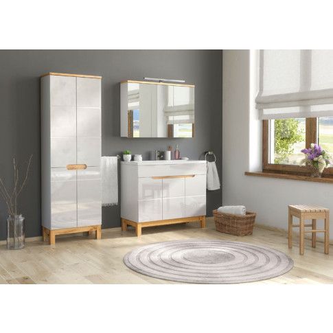 Szczegółowe zdjęcie nr 4 produktu Podwieszana szafka łazienkowa z lustrem Marsylia 10X - Biały 