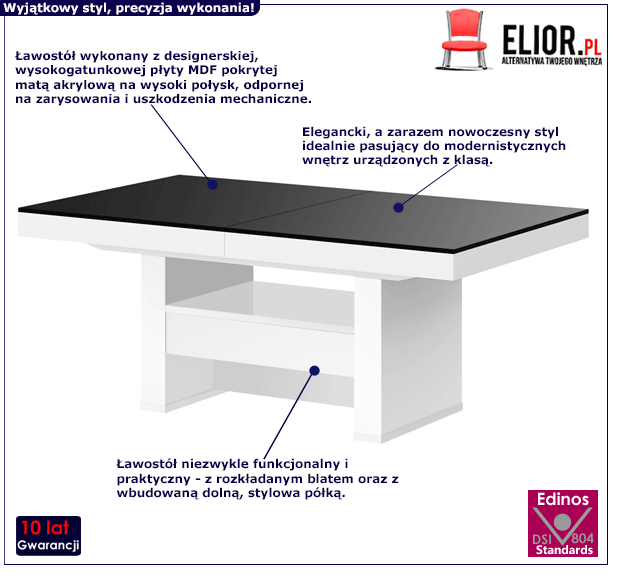 Designerski ławostół Aurelo 4X - czarno biały