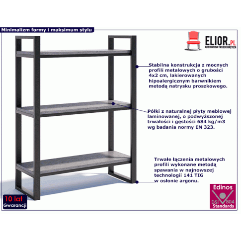 Fotografia Industrialny regał na książki Beton - Glurox 2X z kategorii Regały, szafy, komody