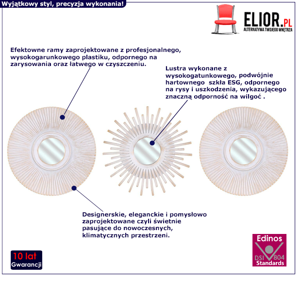 Zestaw trzech beżowych luster - okrągłe