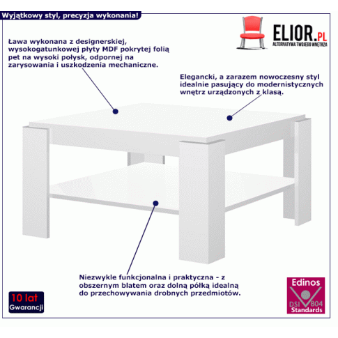 Fotografia Minimalistyczna biała ława wysoki połysk - Migen 2X z kategorii Ławy i stoliki