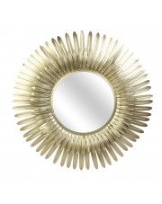 Złote okrągłe lustro w stylu glamour - Shaoli w sklepie Edinos.pl