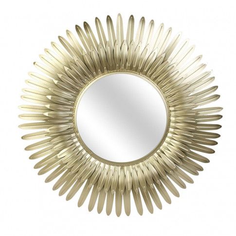 Zdjęcie produktu Złote okrągłe lustro w stylu glamour - Shaoli.