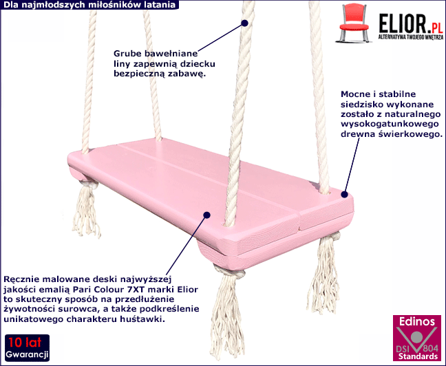 Różowa huśtawka ogrodowa dla dziewczynki Zeirs