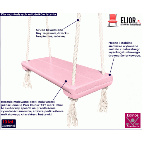 Fotografia Różowa dziecięca huśtawka dla dziewczynki - Zeirs z kategorii Huśtawki