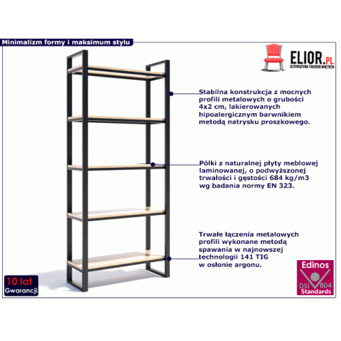 Fotografia Minimalistyczny regał na książki Dąb Brunico - Glurox 4X z kategorii Salon