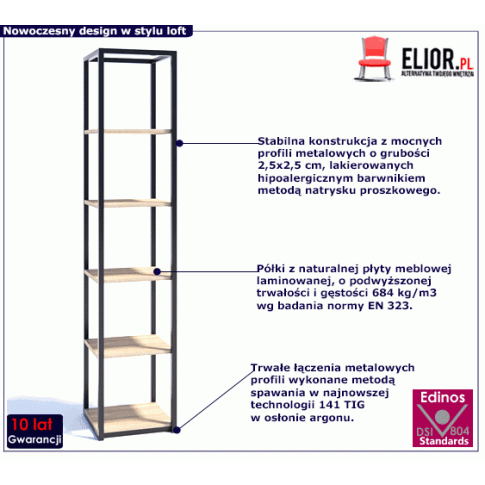 Fotografia Pojedynczy regał w stylu loft - Lenisa 2X z kategorii Regały, szafy, komody