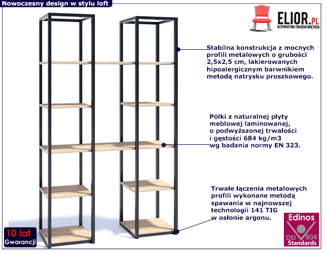 Regał biurowy w stylu loft Stolen 4X