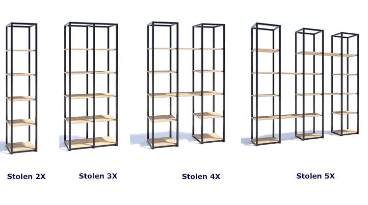 Minimalistyczny regał biurowy z metalu Stolen 4X