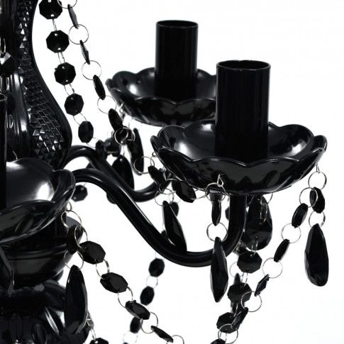 Szczegółowe zdjęcie nr 5 produktu Czarny klasyczny żyrandol świecznikowy do salonu - E959-Rokis