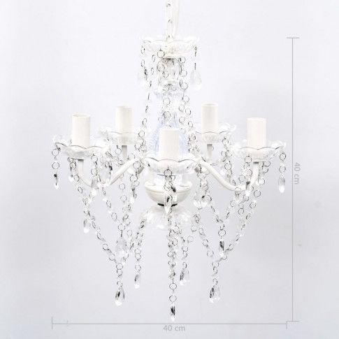 Szczegółowe zdjęcie nr 9 produktu Biały kryształowy świecznikowy żyrandol - E960-Lovet