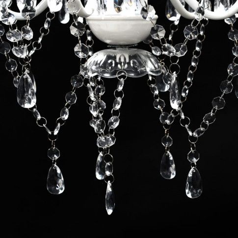Szczegółowe zdjęcie nr 6 produktu Biały kryształowy świecznikowy żyrandol - E960-Lovet
