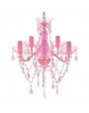 Różowy żyrandol świecznikowy z kryształkami do salonu - E960-Lovet w sklepie Edinos.pl