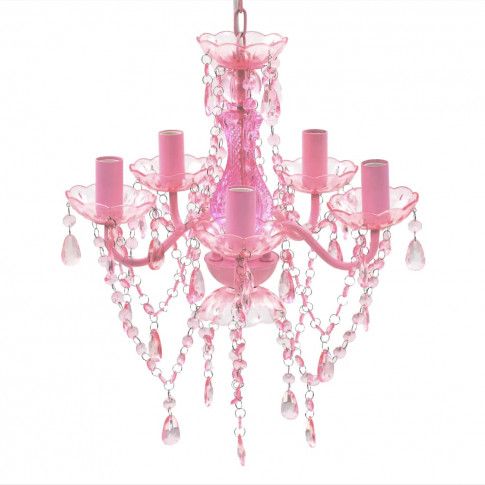 Zdjęcie produktu Różowy żyrandol świecznikowy z kryształkami - E960-Lovet.
