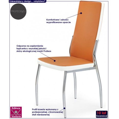 Fotografia Krzesło tapicerowane Abrim - pomarańczowe z kategorii Krzesła