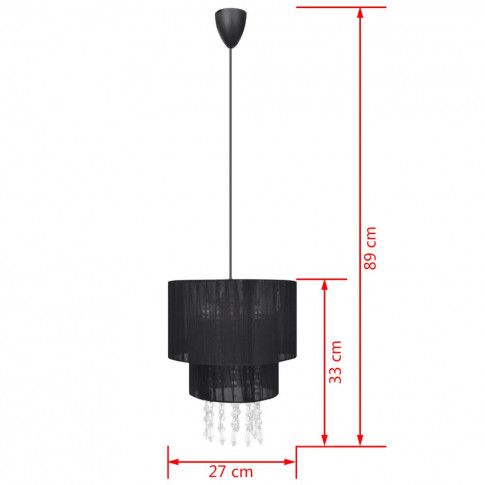 Szczegółowe zdjęcie nr 4 produktu Czarna lampa wisząca z tkaniny do salonu - E968-Molit