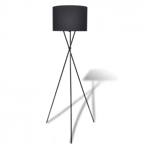 Zdjęcie produktu Czarna okrągła stojąca lampa podłogowa z włącznikiem - EX02-Someba.