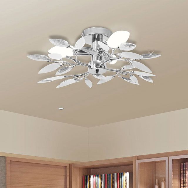 Produkt Biała nowoczesna lampa sufitowa z listkami - E974-Melixa